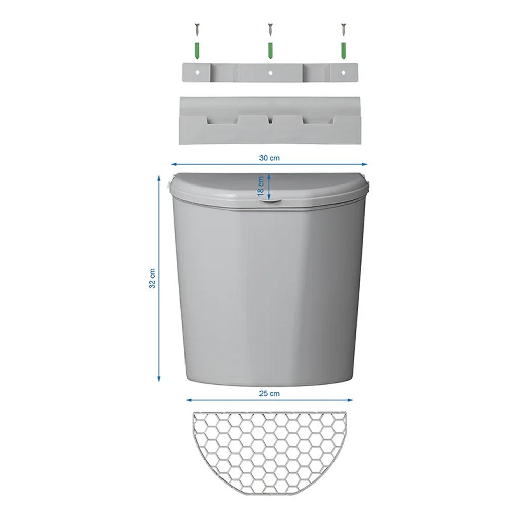 Proplus Afvalbak Met Deksel 10L Voor Camper/Caravan Grijs
