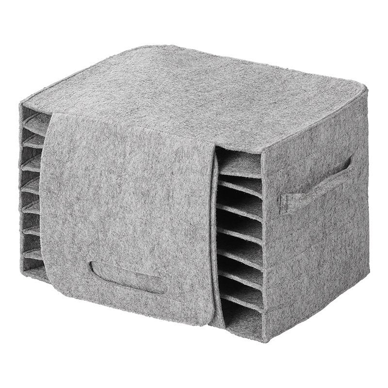 Proplus Bordenhouder Vilt Voor 10 Borden Met Klittenbandsluiting 27X20X17 Cm Grijs