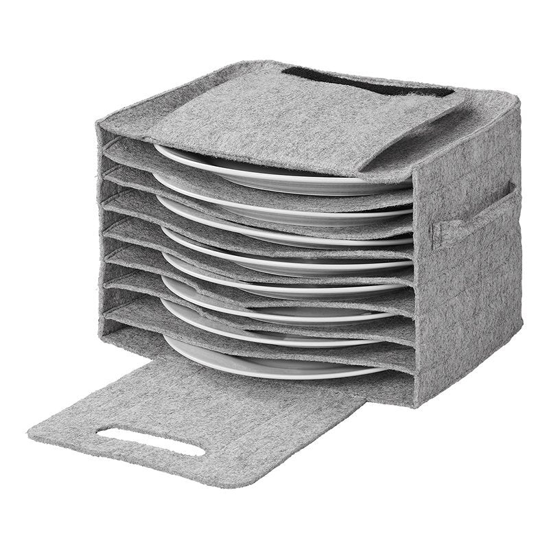 Proplus Bordenhouder Vilt Voor 10 Borden Met Klittenbandsluiting 27X20X17 Cm Grijs