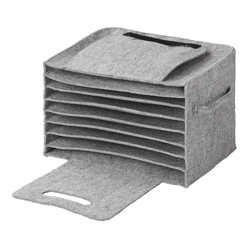 Proplus Bordenhouder Vilt Voor 10 Borden Met Klittenbandsluiting 27X20X17 Cm Grijs