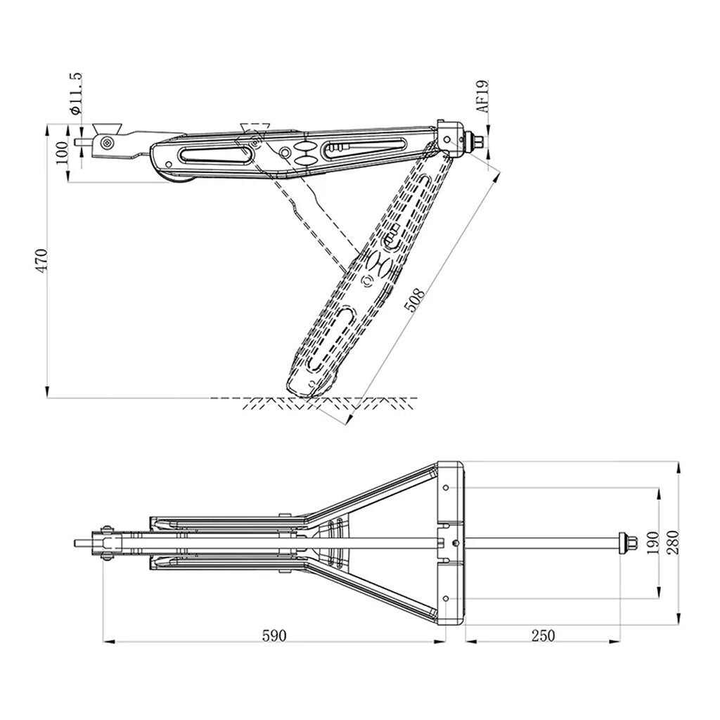 Proplus Caravanhoeksteun Met Verlengd Uitdraaimechanisme 60.5X28X47 Cm