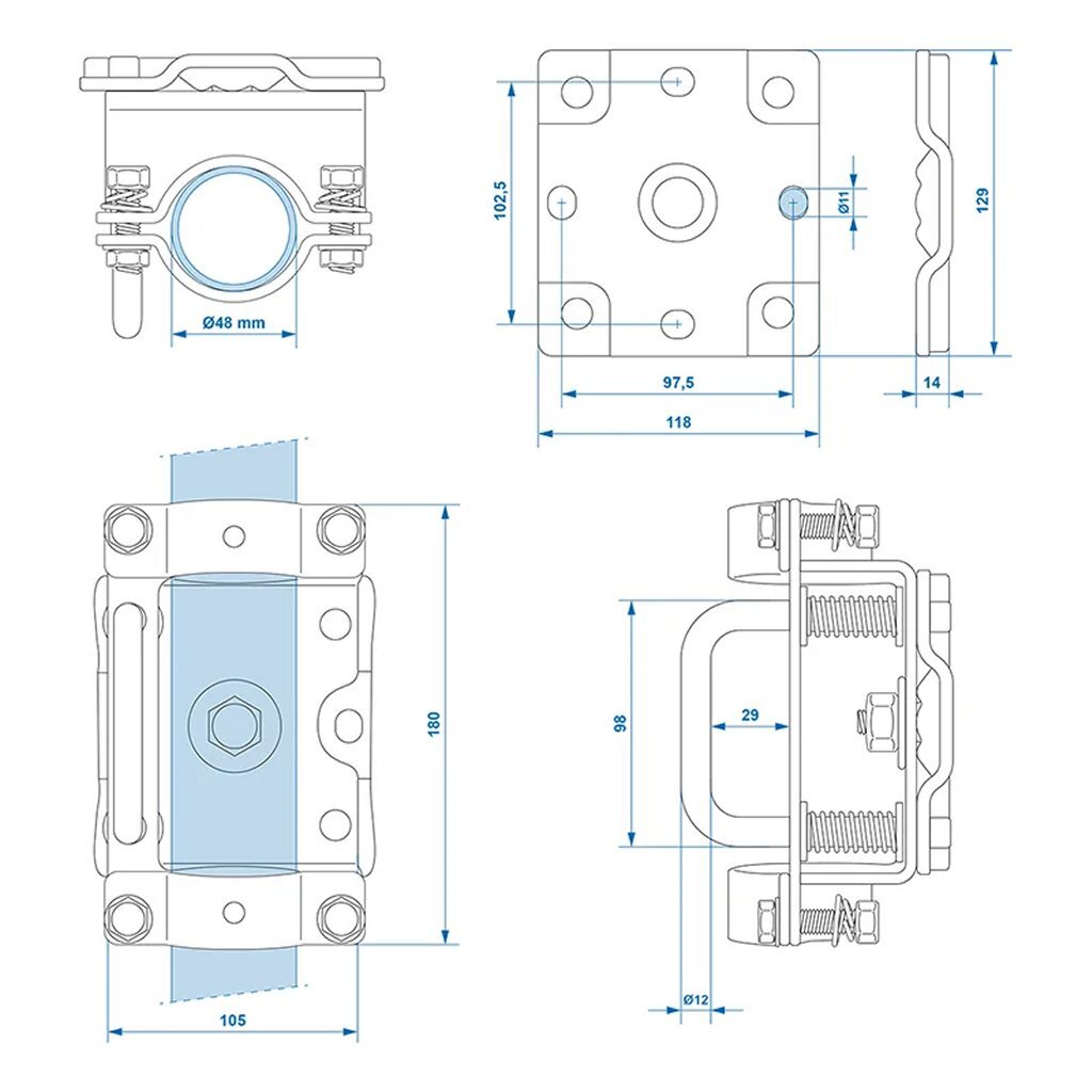 Proplus Klem 48 Mm Kantelbaar Voor Neuswiel