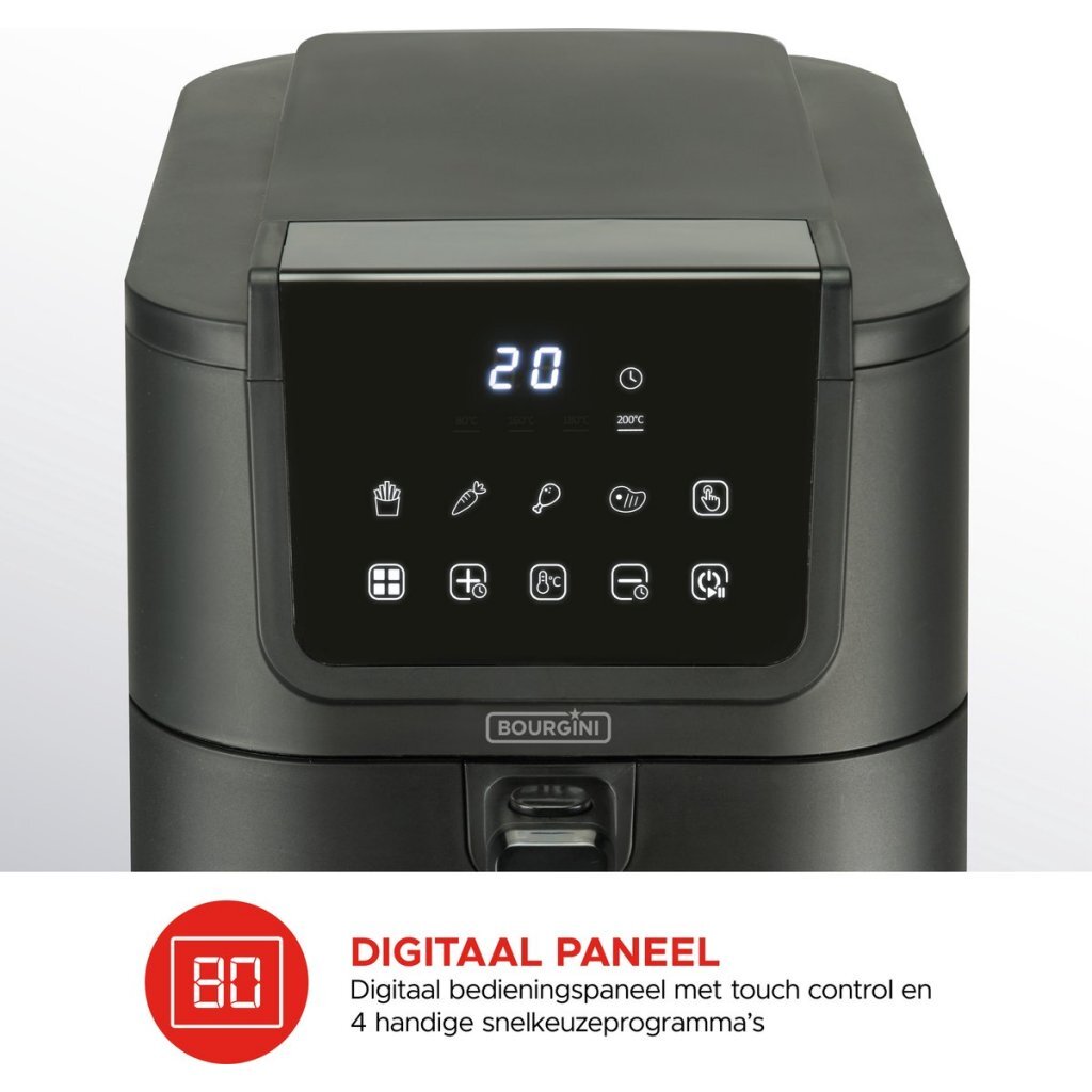 Bourgini Slimfit Airfryer Xl 5L 1500W Zwart