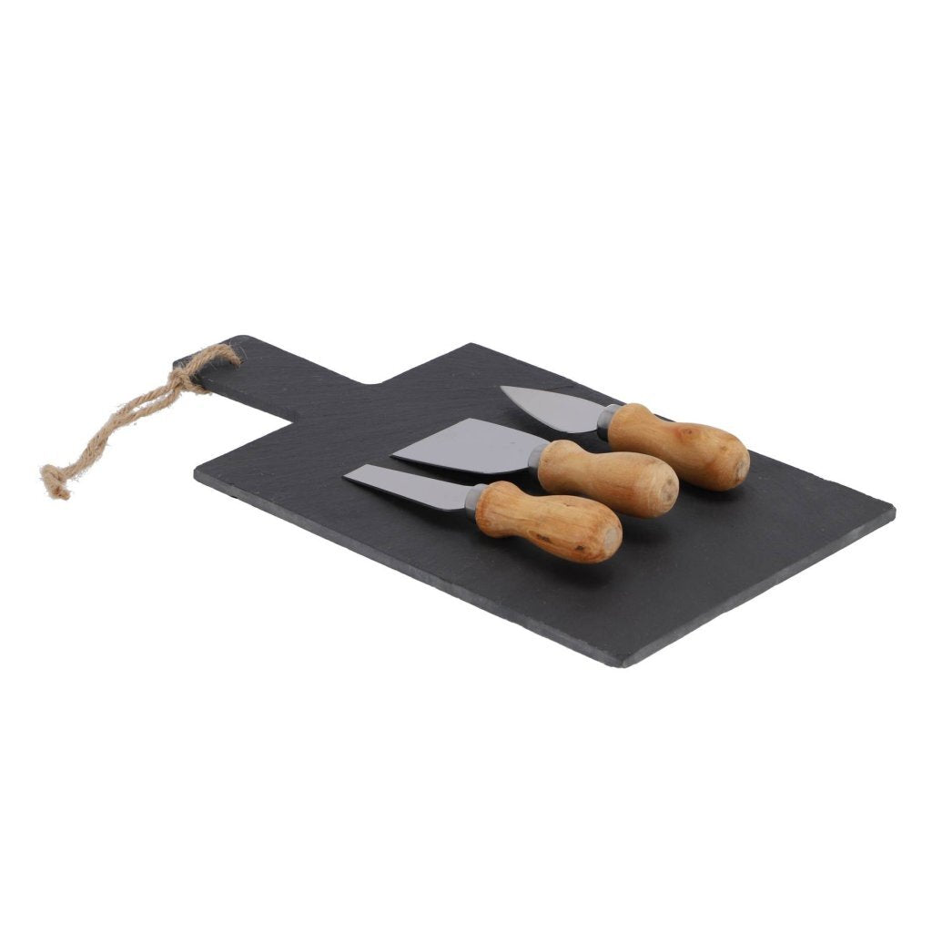 Excellent Houseware Leistenen Kaasplank Met 3 Kaasmesjes