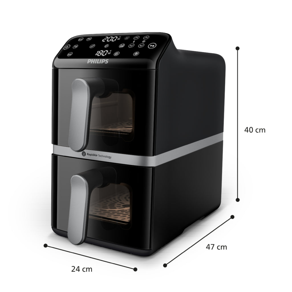 Philips Na461/00 4000 Series Dual-Stacked Dubbele Airfryer 10L 2750W Zwart/Zilver