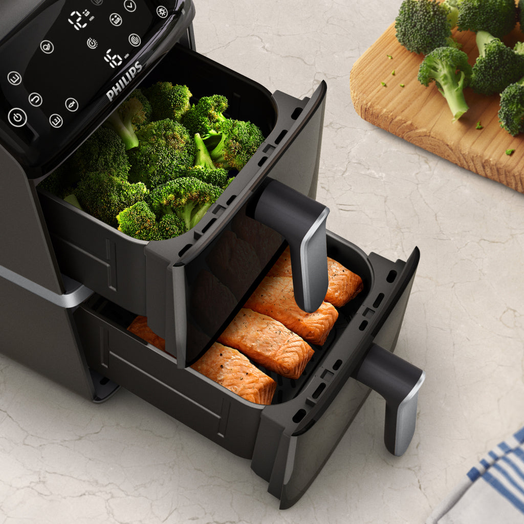 Philips Na461/00 4000 Series Dual-Stacked Dubbele Airfryer 10L 2750W Zwart/Zilver