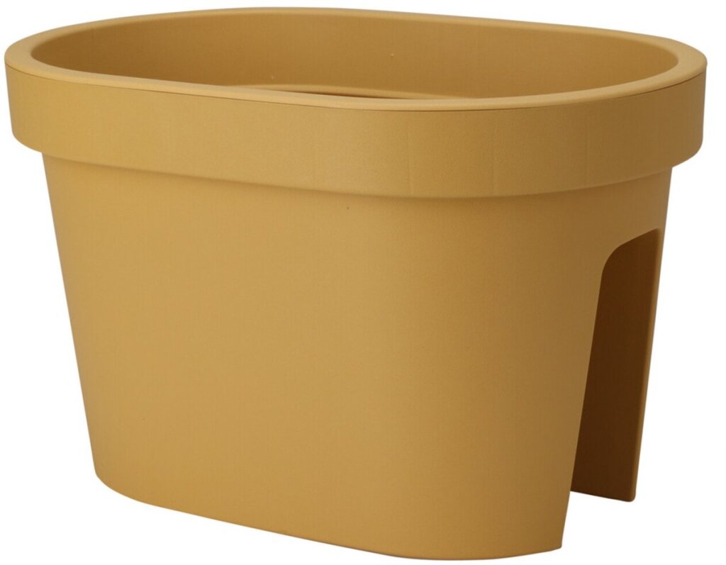 Pro Garden Balkon Plantenpot/Bloempot Okergeel 40X25Cm Ovaal Kunststof Reling/Schutting/Hangende Bloempot