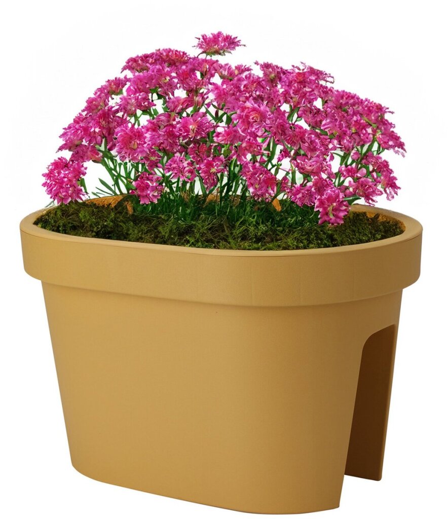 Pro Garden Balkon Plantenpot/Bloempot Okergeel 40X25Cm Ovaal Kunststof Reling/Schutting/Hangende Bloempot