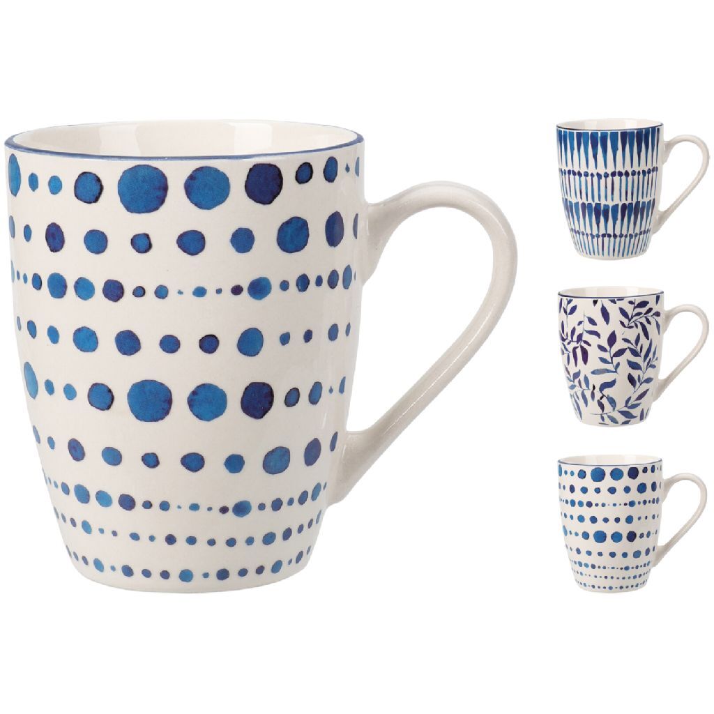 Overige Merken Porseleinen Beker Blue Bay 350 Ml Assorti Blauw/Wit