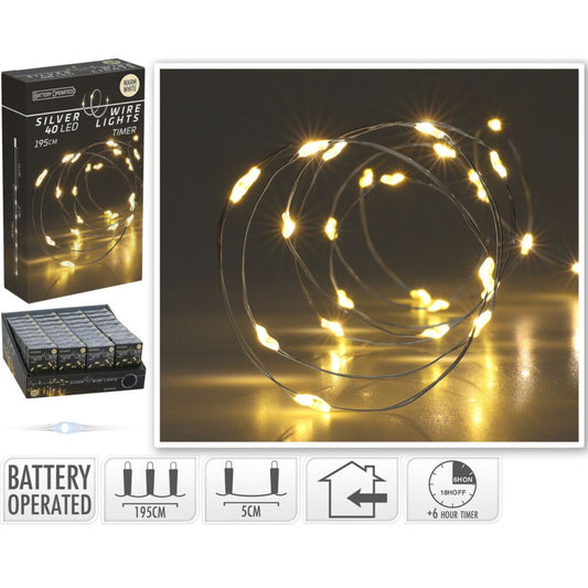 Overige Merken Led Zilverdraad 40 Led'S 195 Cm Warm Wit