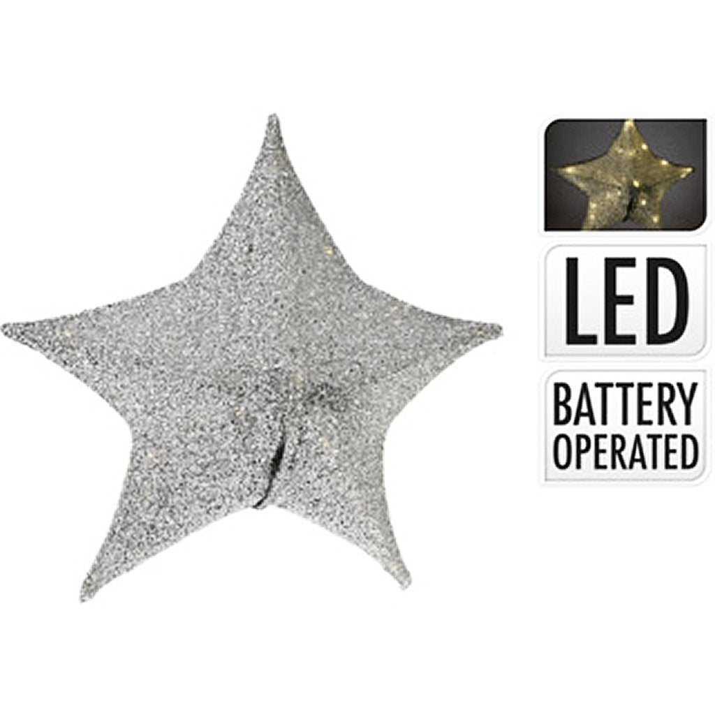 Kerstster van Stof met 30 LEDs 50 cm Kleur Zilver Direct leverbaar