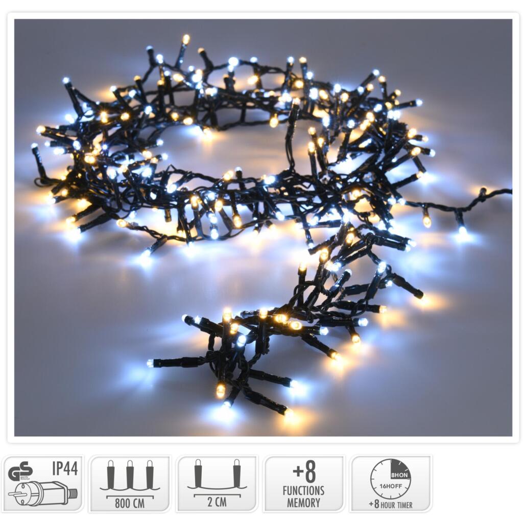 Microcluster Kerstverlichting 400 LEDs 8 m Warm Wit/Zwart Direct leverbaar
