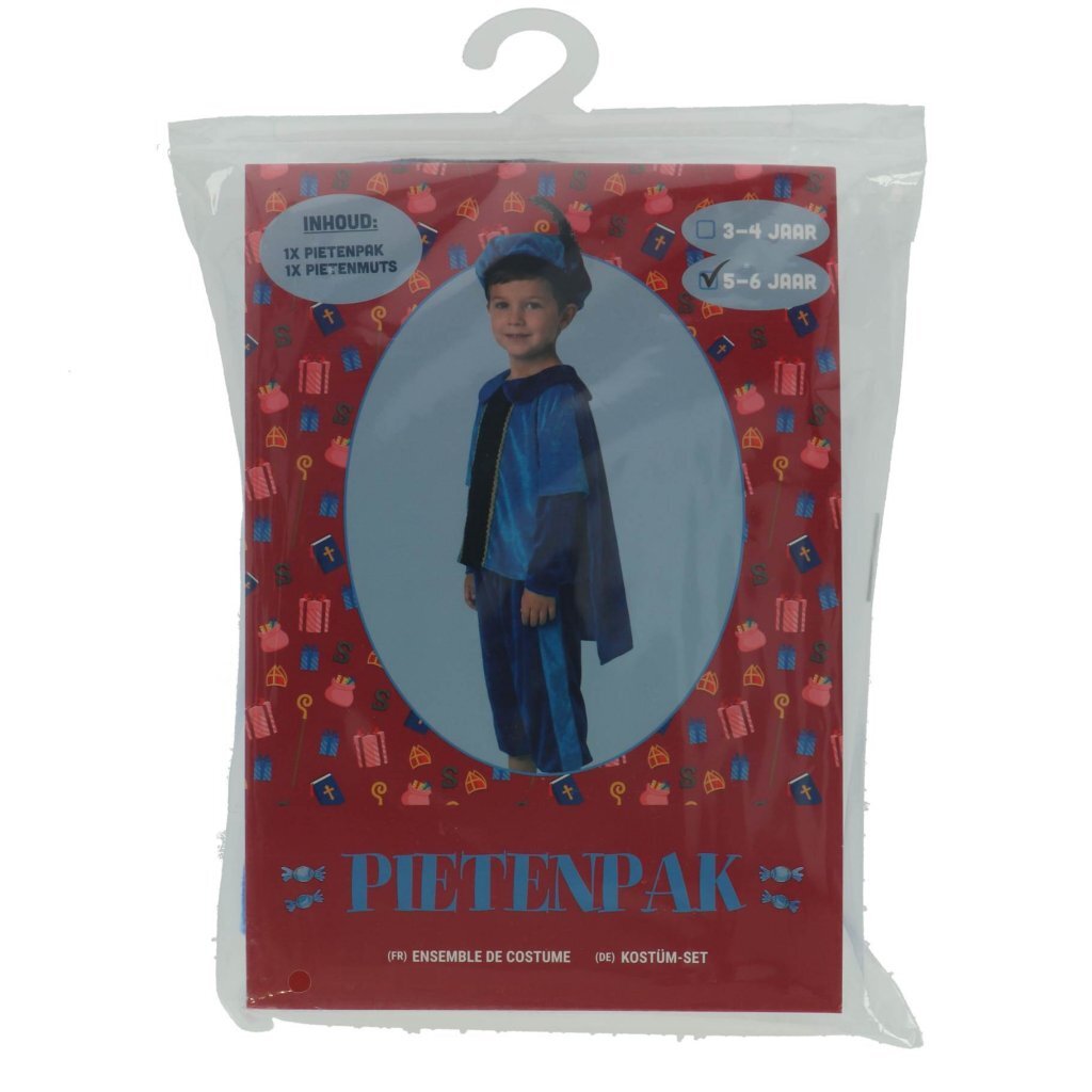 Overige Merken Pietenpak Met Cape 5-6 Jaar Blauw/Zwart