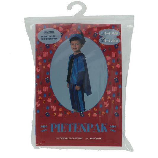 Overige Merken Pietenpak Met Cape 5-6 Jaar Blauw/Zwart
