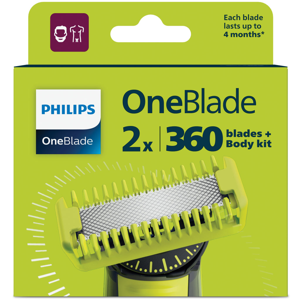 Philips Qp624/50 Oneblade 360 Vervangmesjes 2 Stuks Limoen/Zilver