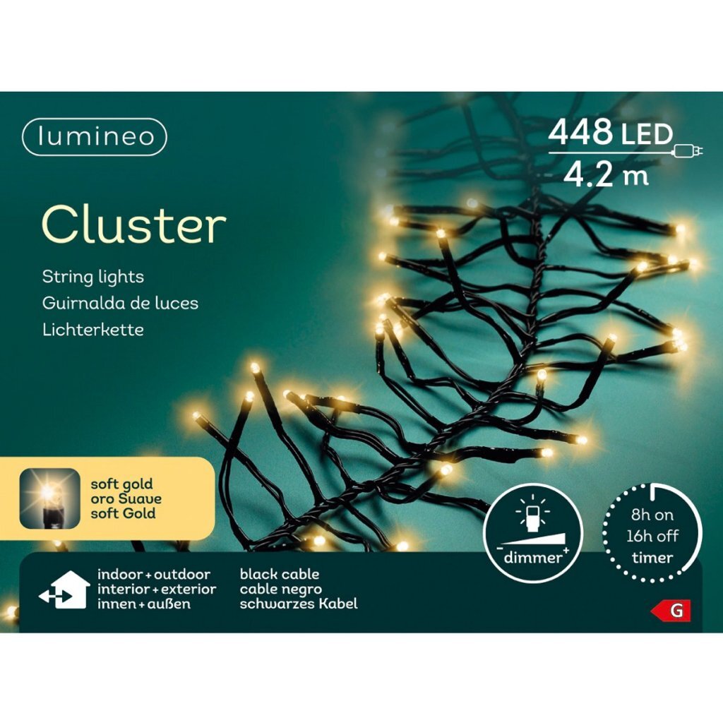 Lumineo Led Cluster Lights Voor Buiten 448 Leds 420 Cm Soft Gold Licht Zwart