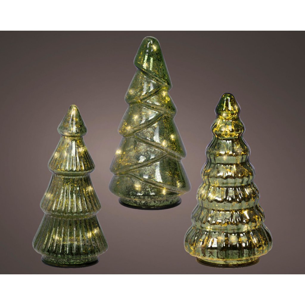 Overige Merken Glazen Micro Led Bomen Set Groen