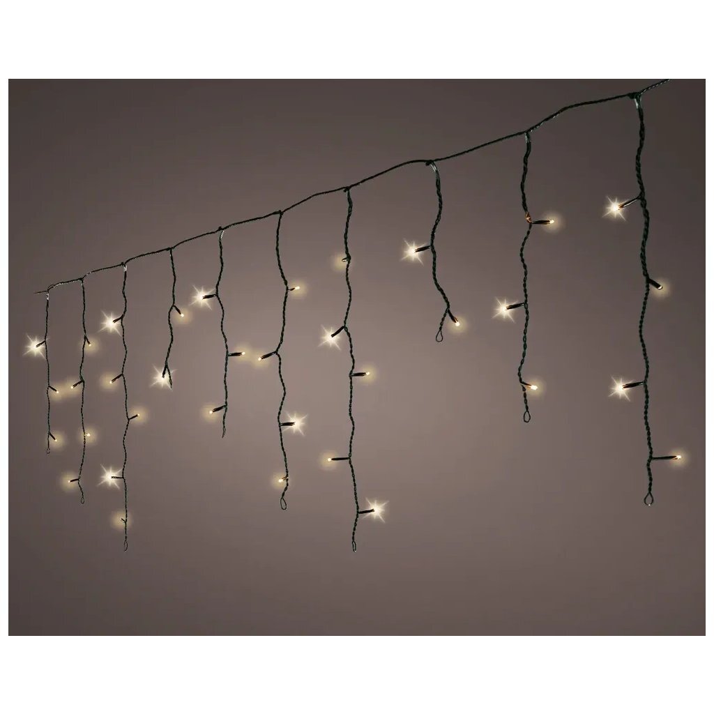 Lumineo Led Snoer Icicle Twinkle 119 Led'S 500 Cm Soft Gold Zwart