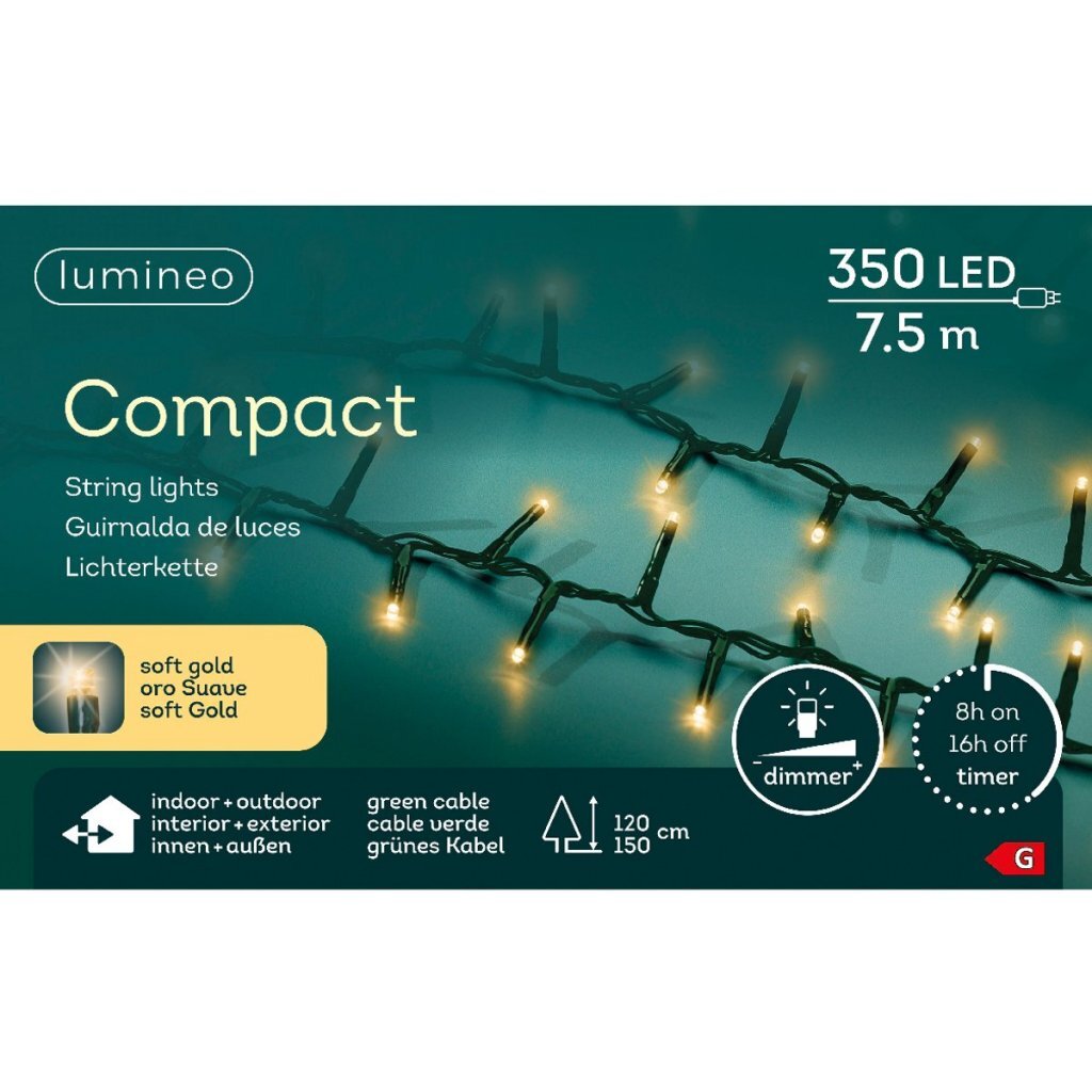 Lumineo Led Compact Lights Voor Buiten 350 Leds 750 Cm Soft Gold Licht Groen
