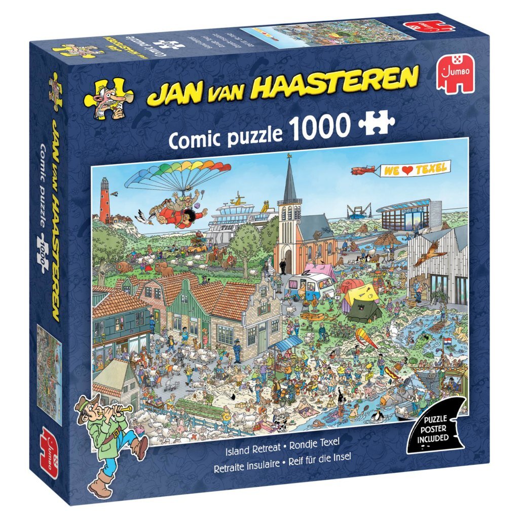 Jumbo Puzzel Jan Van Haasteren Rondje Texel 1000 Stukjes + Poster