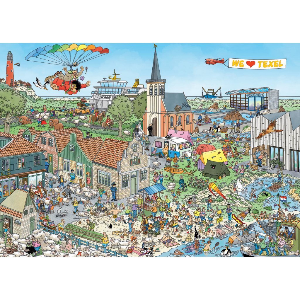 Jumbo Puzzel Jan Van Haasteren Rondje Texel 1000 Stukjes + Poster