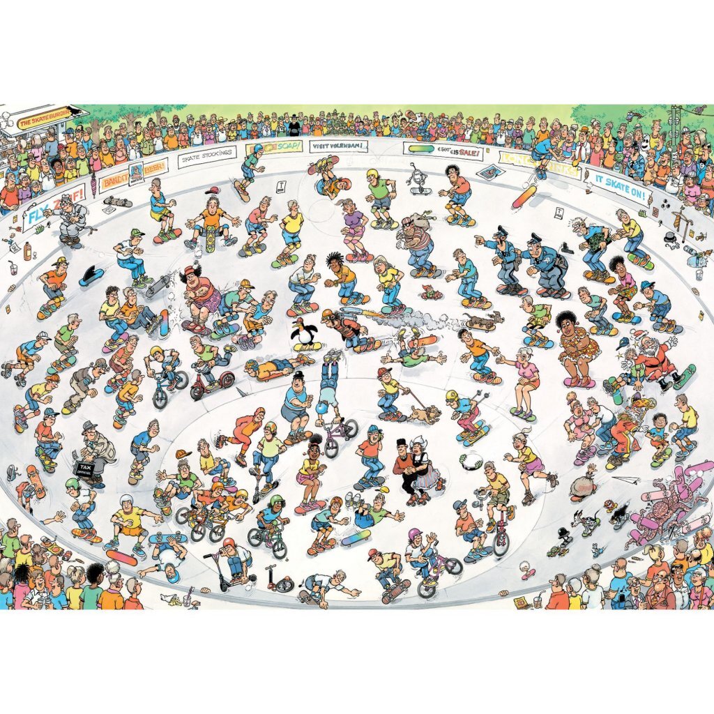 Jumbo Jan Van Haasteren Puzzel Skateboarden In De Bowl 1000 Stukjes + Poster