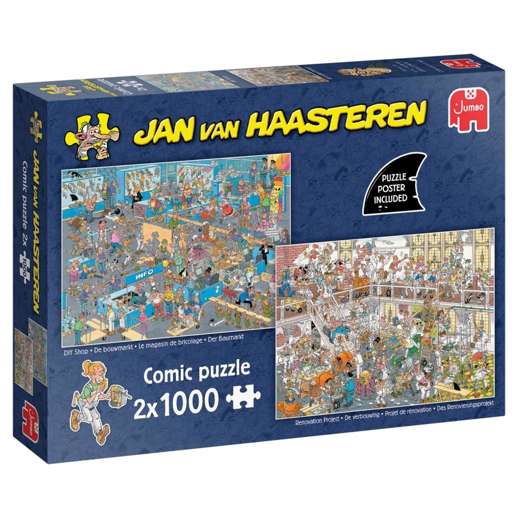Jumbo Puzzel Jan Van Haasteren De Bouwmarkt &Amp; De Verbouwing 2X1000 Stukjes + Poster
