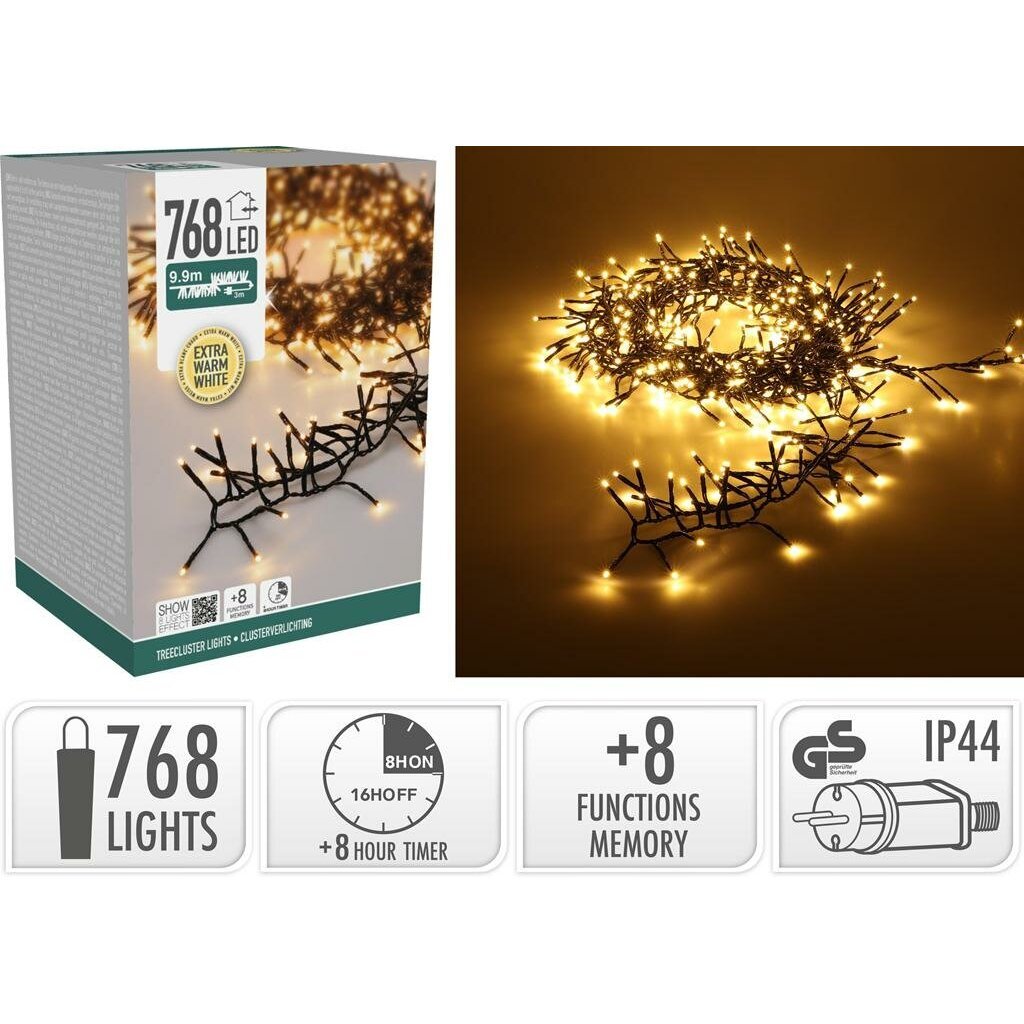 S.i.a. Cluster Led-Verlichting 768 Led'S 990 Cm Extra Warm Wit Zwart