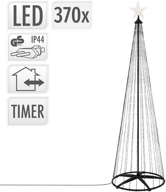 Excellent Houseware Decoratie Led Boom + Ster 370 Led'S 210 Cm Extra Warm Wit Zwart