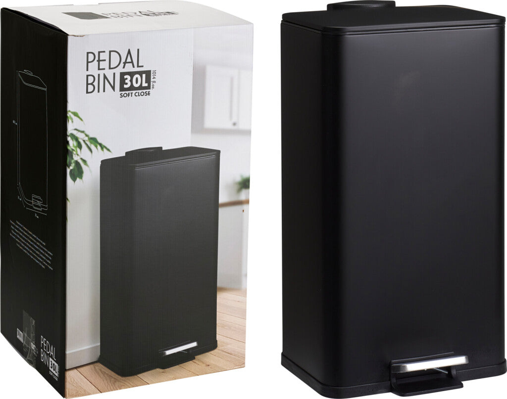 Excellent Houseware Pedaalemmer Ijzer 30L Zwart