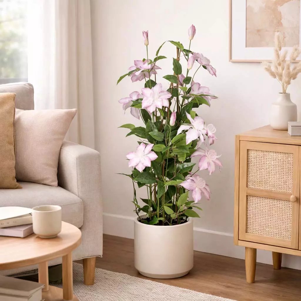 Overige Merken Kunstplant Clematis 98X35 Cm Groen/Roze