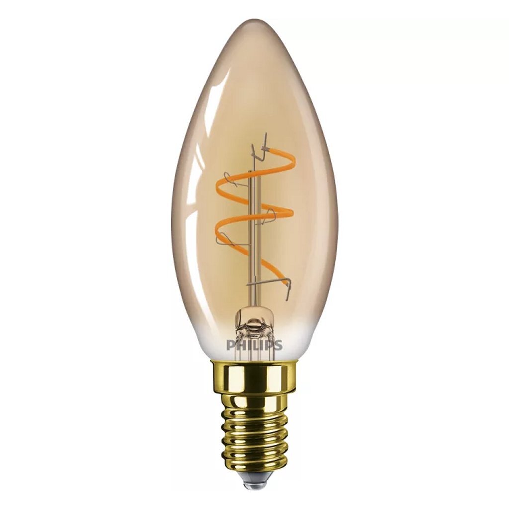 Philips Led Filamentkaarslamp 15W B35 E14 Flame Licht Amberkleurig