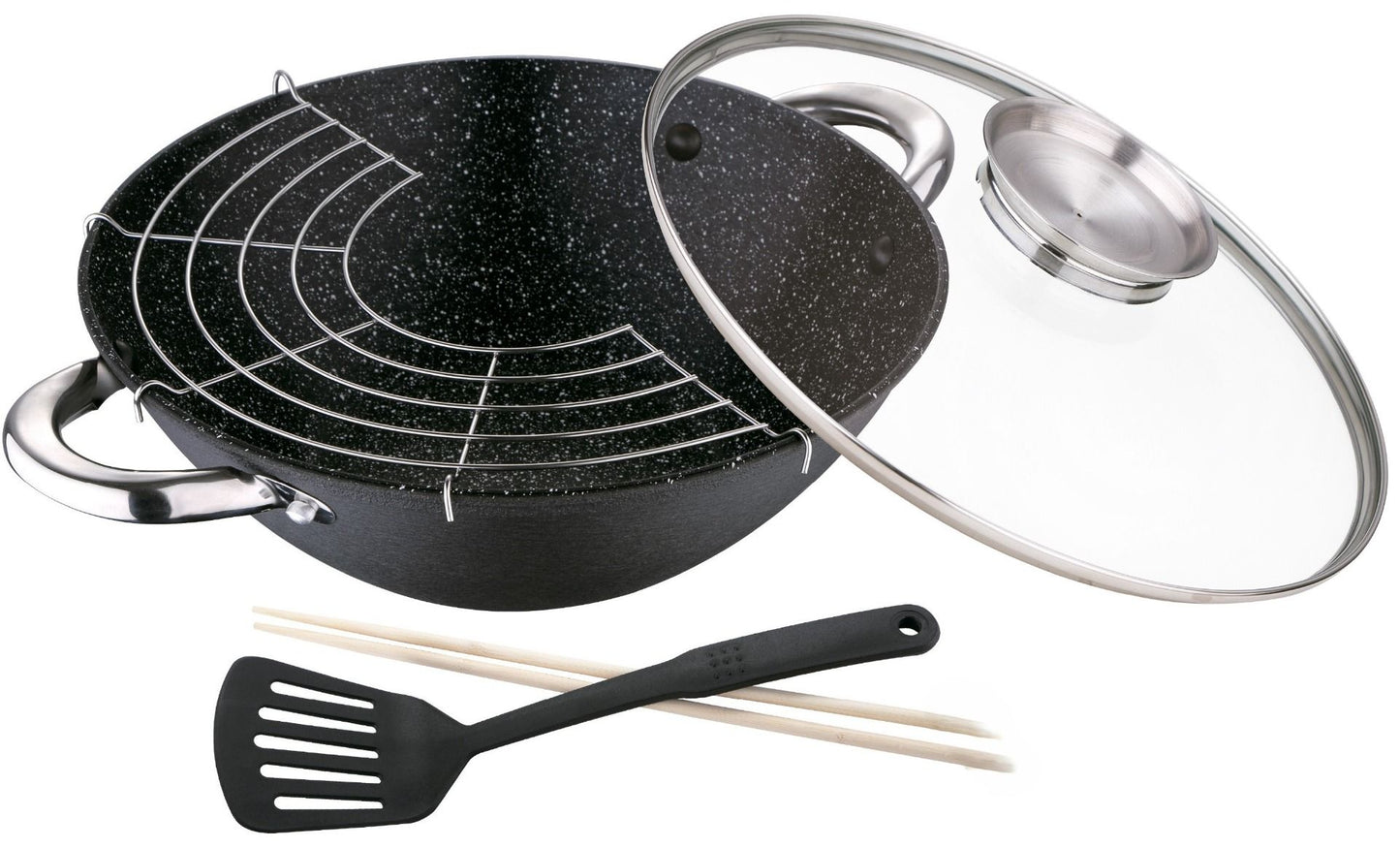Ceruzo Wok - Gietijzer - Deksel Met Aromaknop