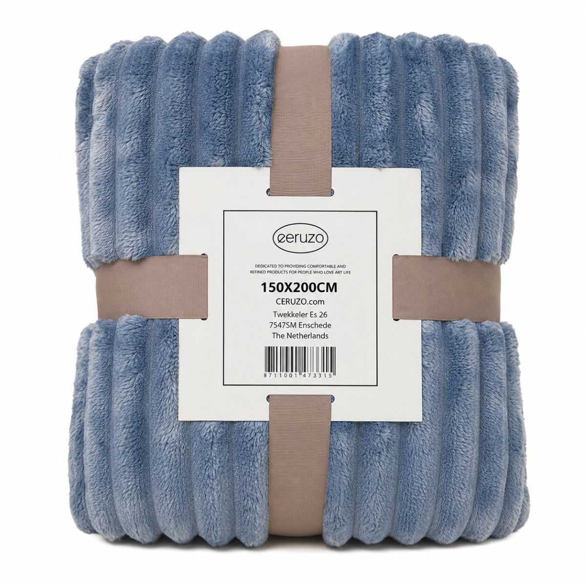 Ceruzo Fleece Deken - 150X200 Cm - Denim Blauw