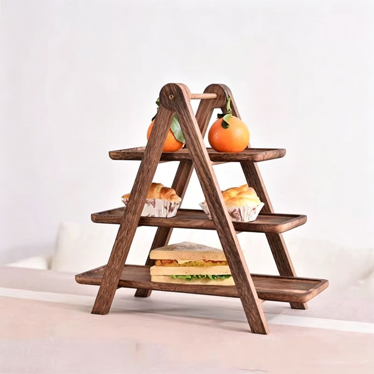 Ceruzo Serveerrek Hout - 3 Laags - 40 Cm