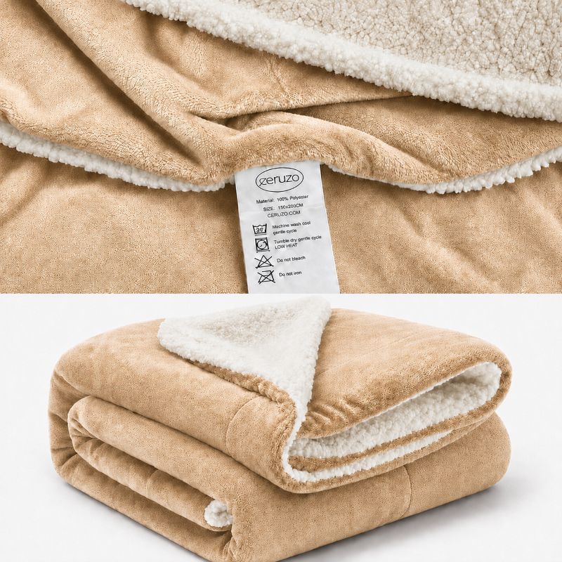 Ceruzo Sherpa Fleece Deken - 150X200 Cm - Beige