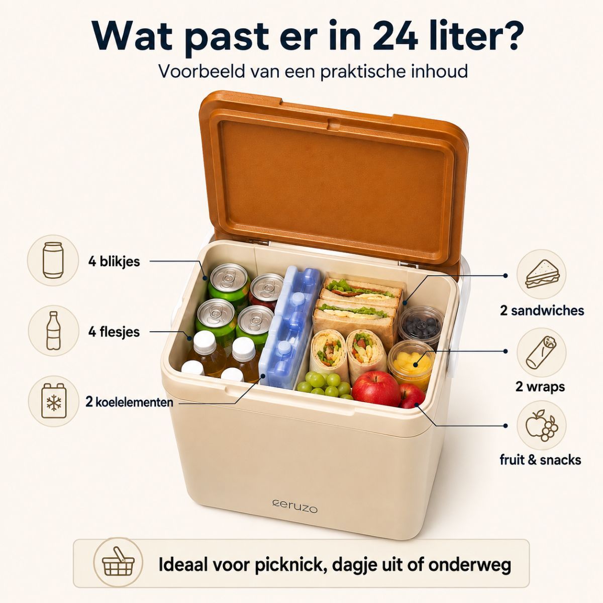 Ceruzo Koelbox 24 Liter - Taupe
