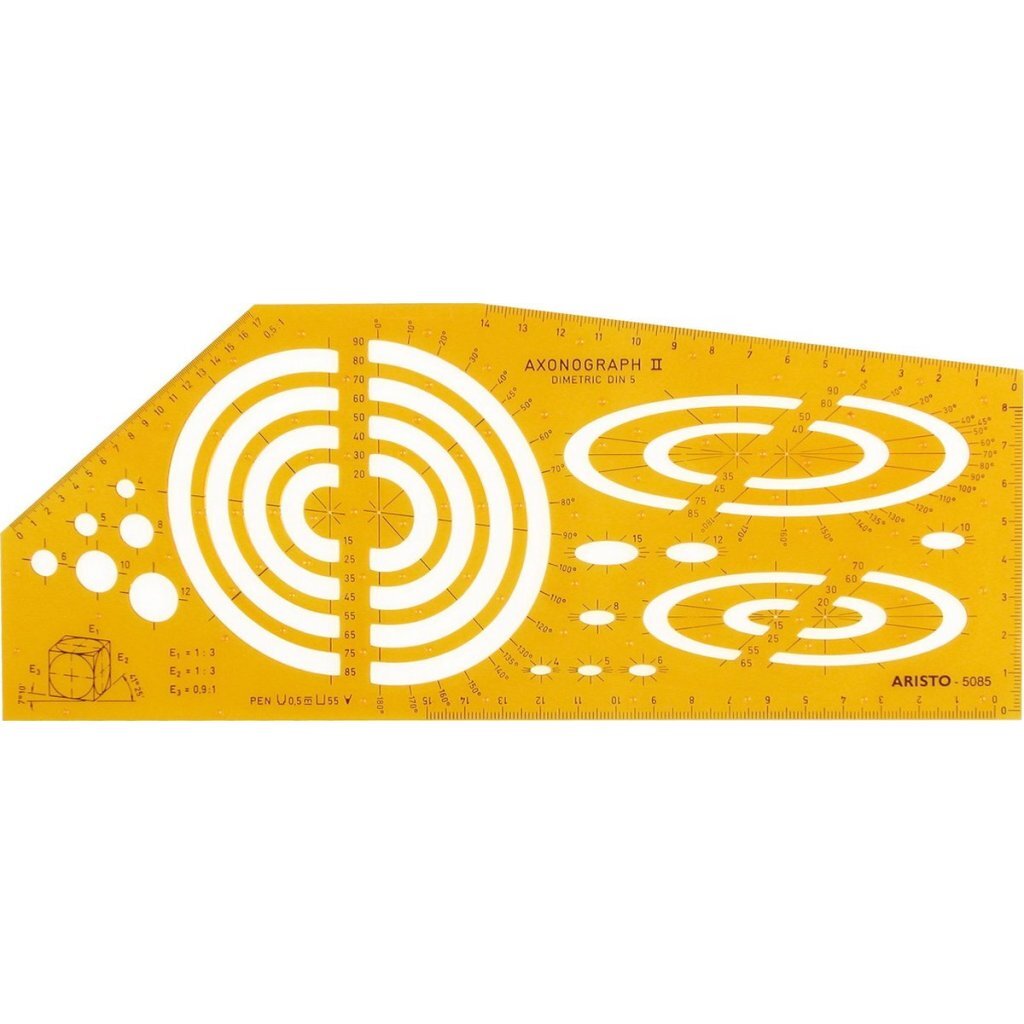 Aristo Ar-5085 Tekensjabloon Axonograph Ii 270X110X1 Mm Oranje/Transparant