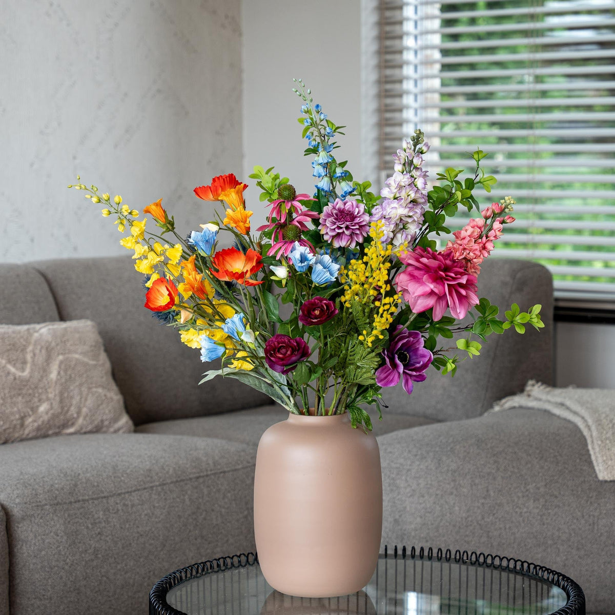 Artificial Flower Bouquet - Bold & Bright Deluxe - Real Touch - 16 Stems - ↑ 85 Cm