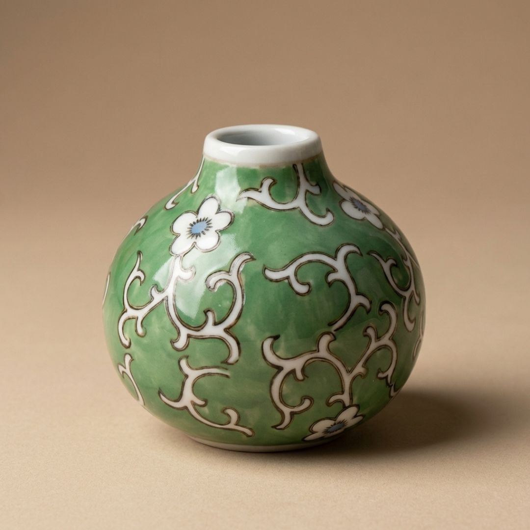 Green Porcelain Vase Ø11,5 ↑10,5 Cm