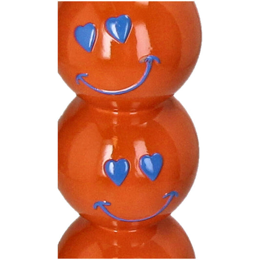 Smiley Polyresin Candle Holder Orange 9X9X26.5Cm