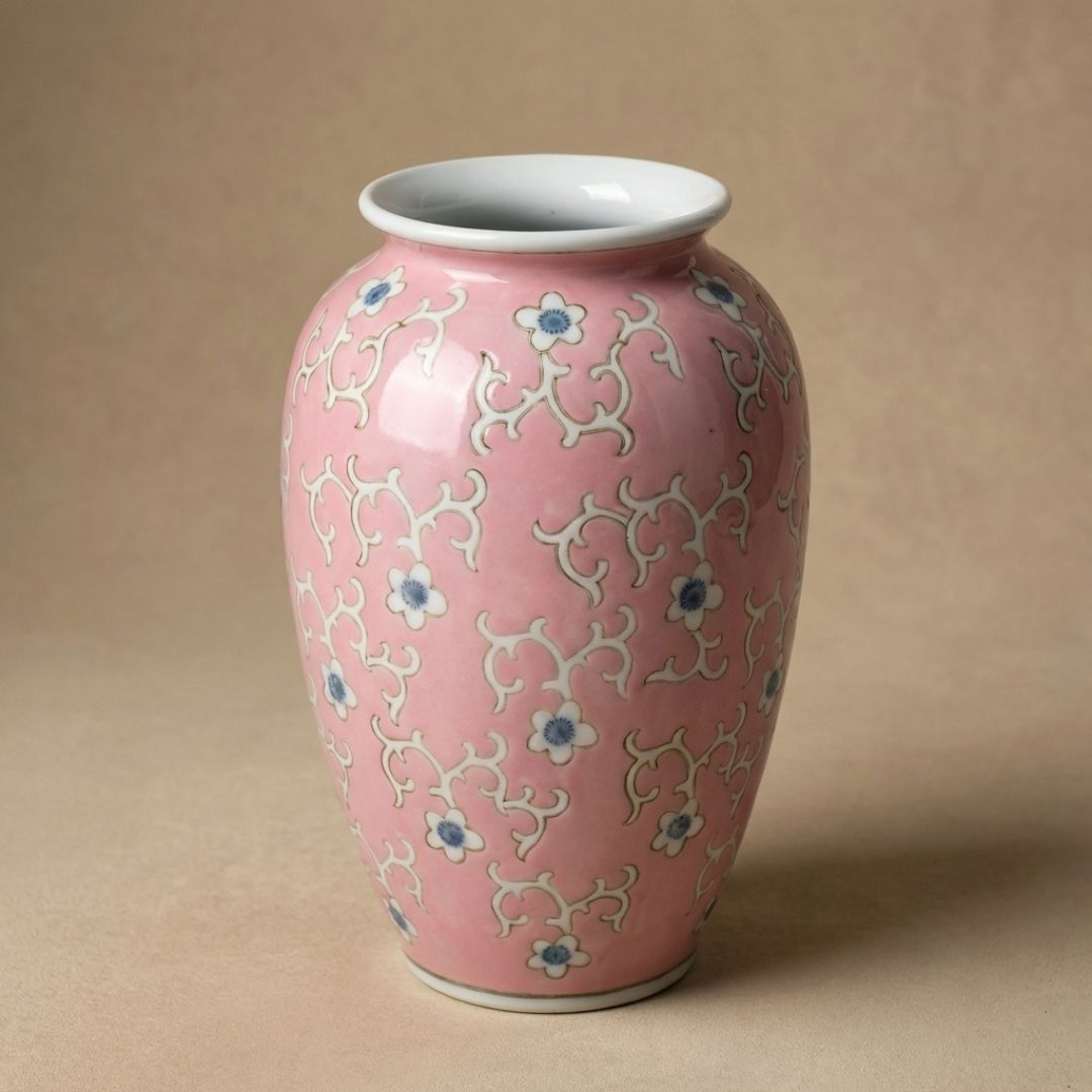 Pink Porcelain Vase Ø17,5 ↑27,5 Cm