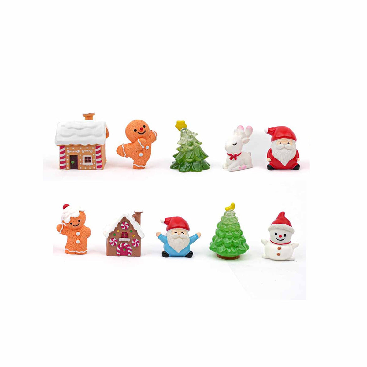 Gingerbread Christmas Village Set - 10 Pcs - Miniature ↔ 2-3,5