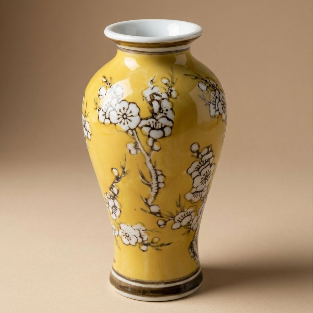 Yellow Porcelain Vase Ø9 ↑ 18 Cm