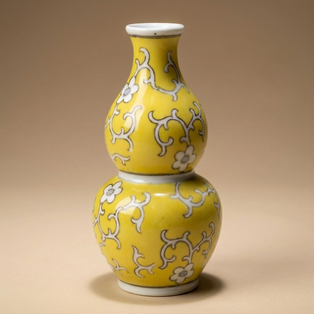 Yellow Porcelain Vase Ø10 ↑20,5 Cm