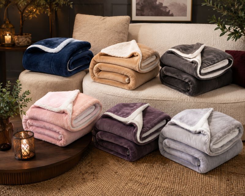 Ceruzo Sherpa Fleece Deken - 150X200 Cm - Licht Grijs