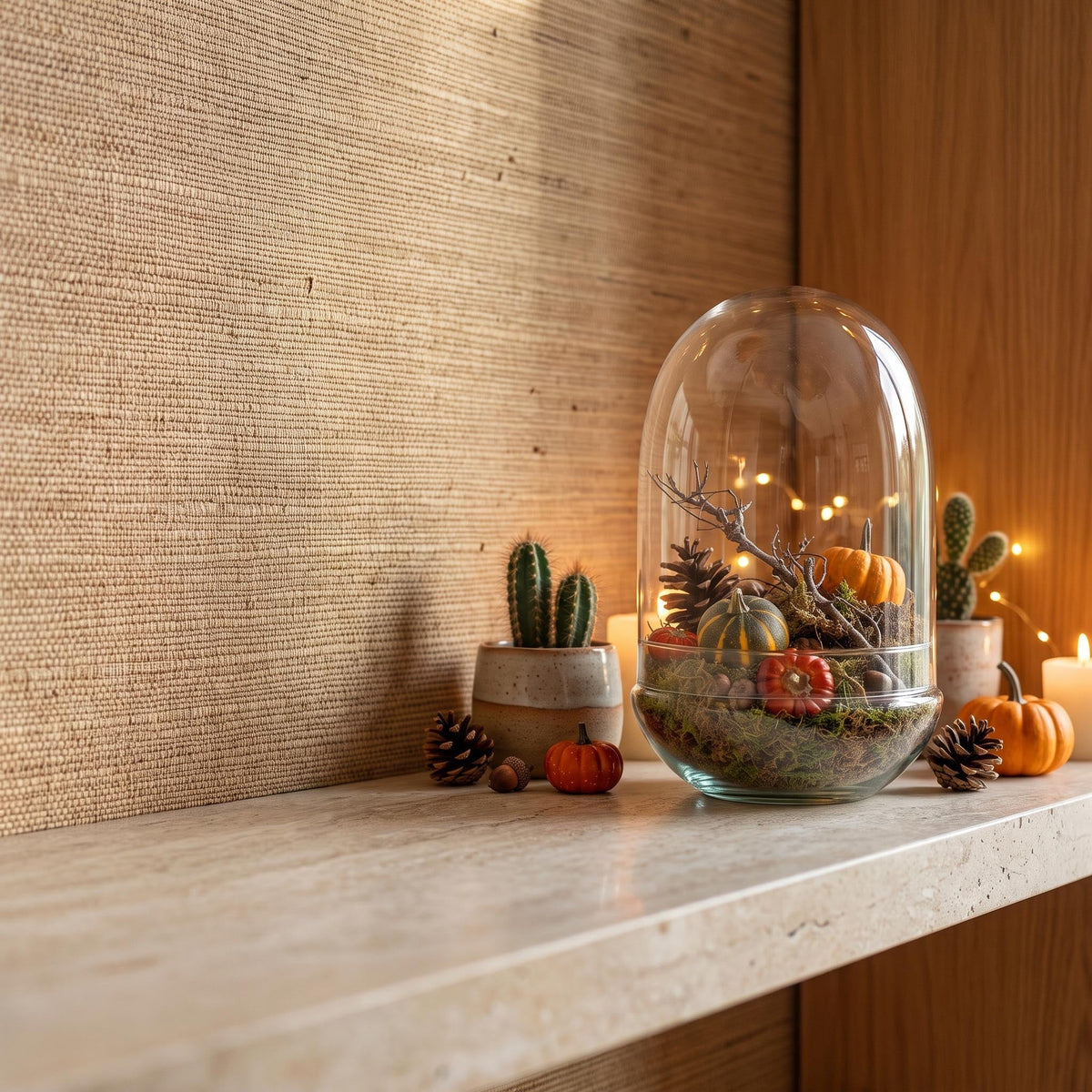 Autumn Closed Terrarium - Egg Xl With Deco Kit Medium 2 Pumpkins