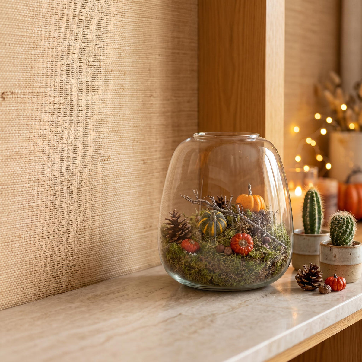 Autumn Terrarium Emma Ø 23Cm ↑ 25Cm Medium Deco 2 Pumpkins