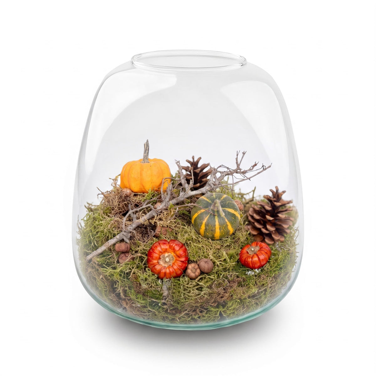 Autumn Terrarium Emma Ø 23Cm ↑ 25Cm Medium Deco 2 Pumpkins