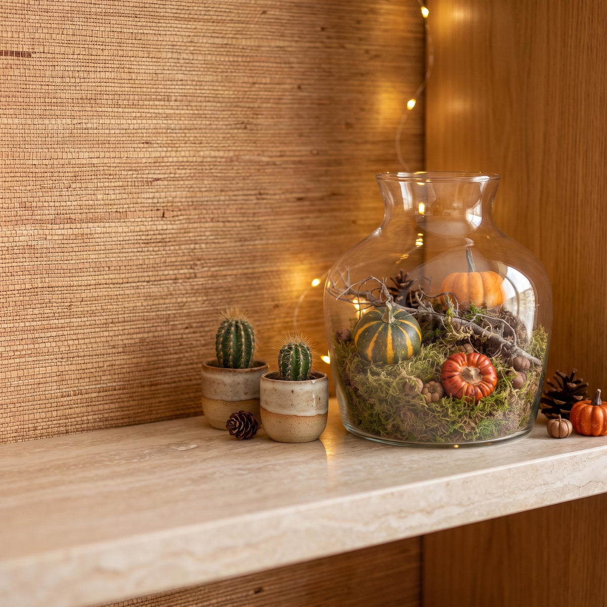 Autumn Terrarium Little Joe Ø 20Cm ↑ 22Cm Medium Deco 2 Pumpkins